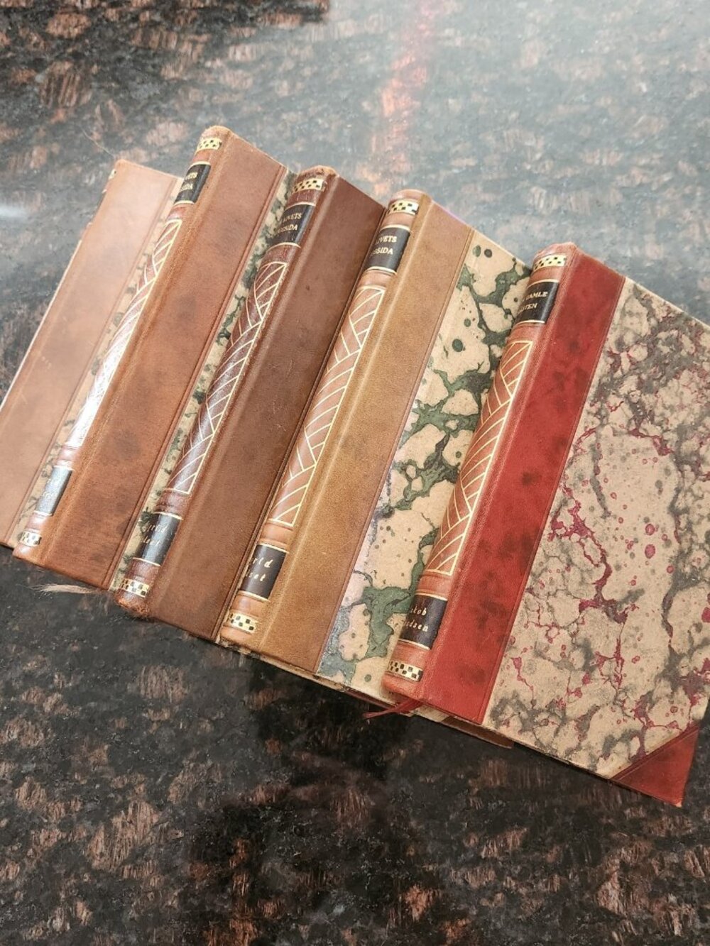 5 Our Homes Nordic Library Set 5 Gold Tooled Leather Bound Books Swedish 1931 32 - Picture 2 of 15